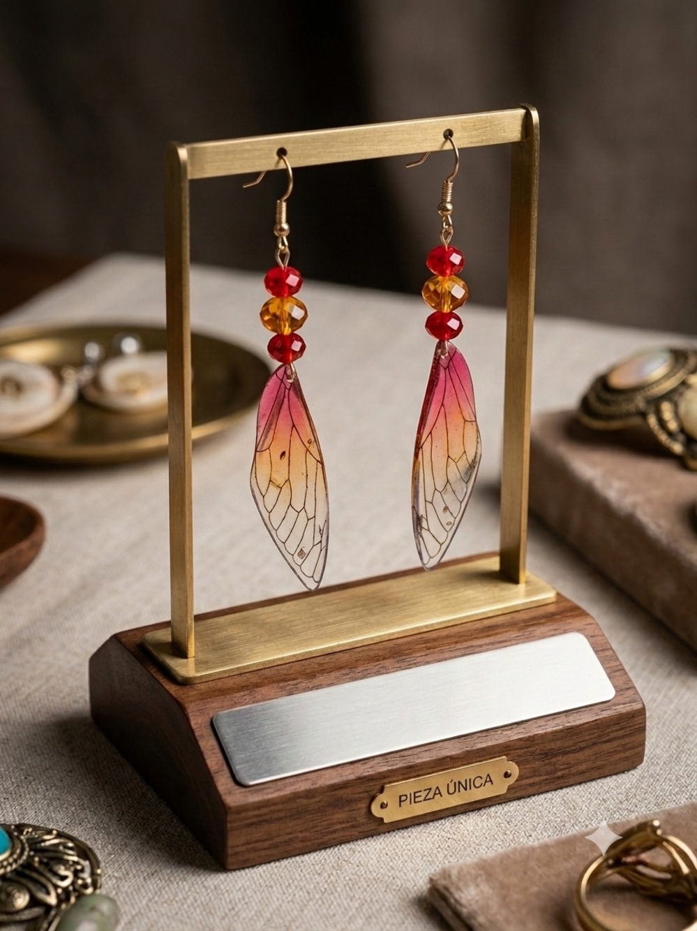 Butterfly Dsigns Red-Pink-Orange Gradient Wing Drop Earrings